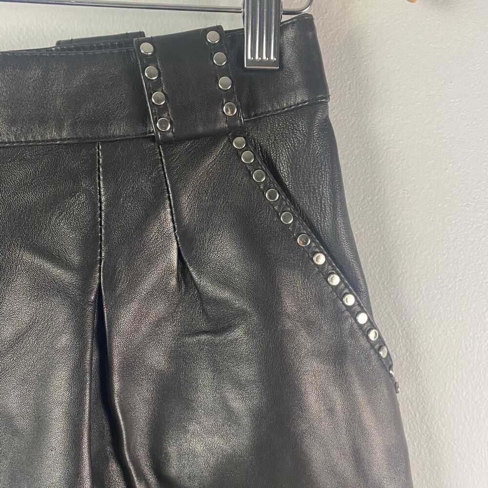 MAJE Ilyad Lamb Leather Studded Shorts - Picture 8 of 14